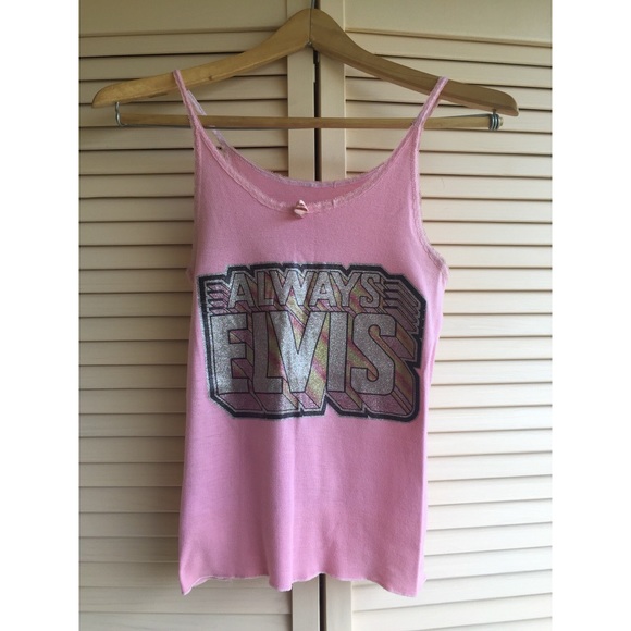 Tops - SOLD Authentic 1980's Vintage Glitter Elvis Tank